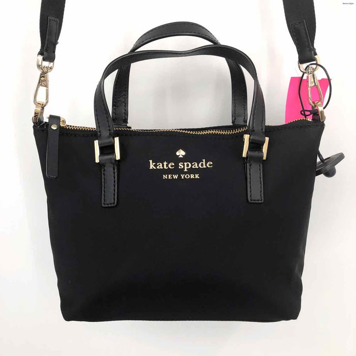 KATE SPADE Black Gold Nylon Pre Loved Handbag w/Long Strap Purse