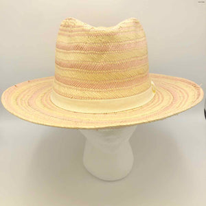 WYETH Beige Pink Straw Stripe Hat