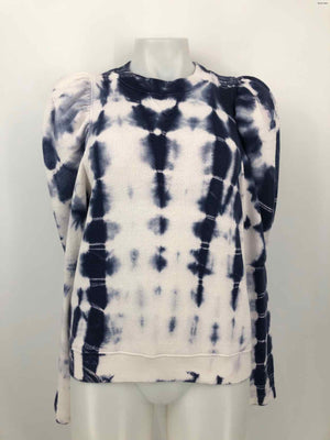 ULLA JOHNSON Navy White Tie Dyed Sweatshirt Size LARGE  (L) Top