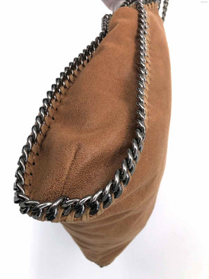 STELLA MCCARTNEY Tan Gunmetal Suede AS IS - hole Chain Trim Shoulder Bag Purse