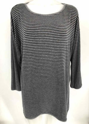 EILEEN FISHER Black/Gray Striped Size LARGE  (L) Top