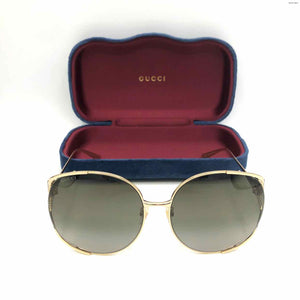 GUCCI Gold Bronze Pre Loved Oversized Sunglasses w/case