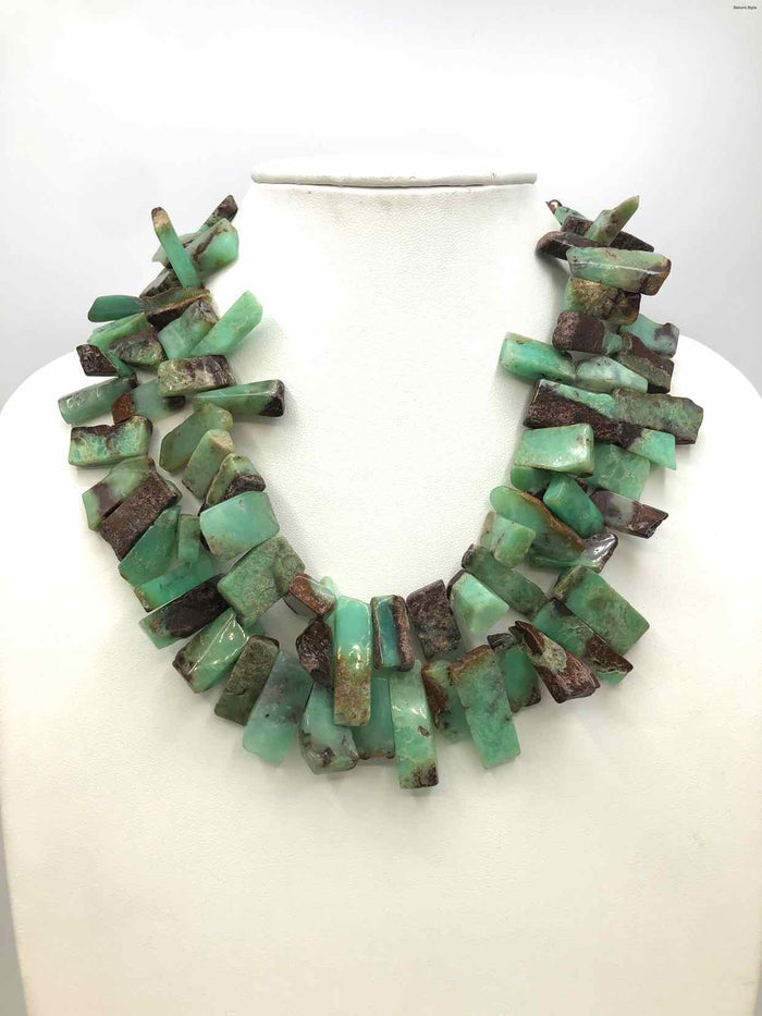 Green Brown Natural Stone 2 Strand Necklace