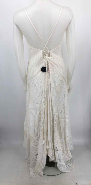 FREE PEOPLE White Goldtone Striped Maxi Length Size MEDIUM (M) Dress