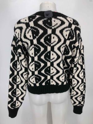 MOTHER White & Black Alpaca Blend Made in Peru Smile Pullover Sweater