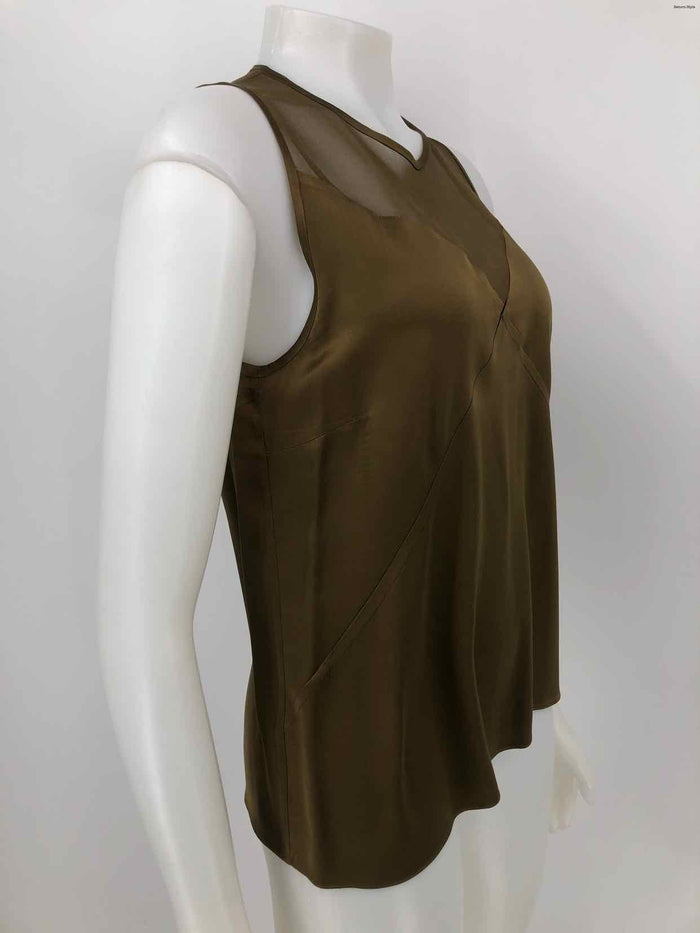 M. PATMOS Olive Silk Sheer Top Size MEDIUM (M) Top