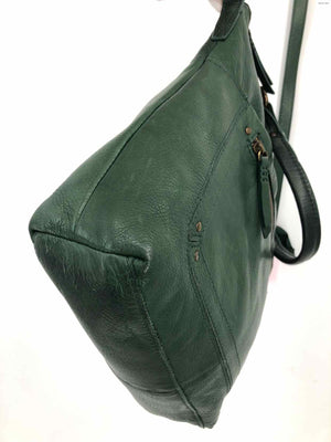 AMERICAN LEATHER CO. Forest Green Leather Pre Loved Distressed Crossbody Purse