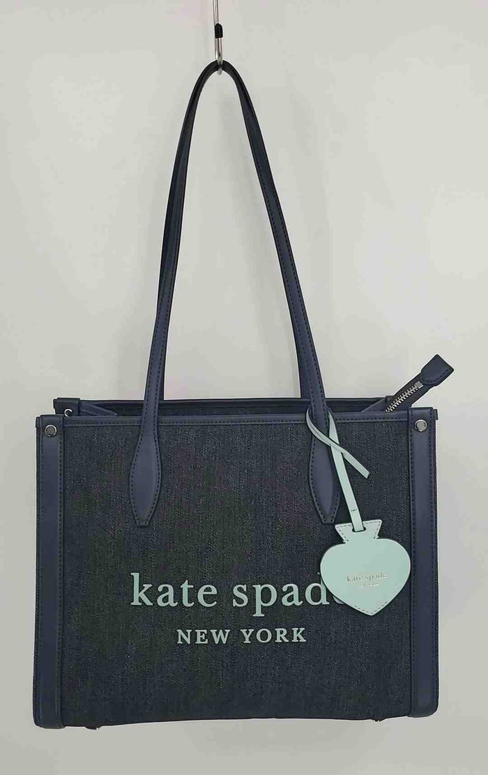 KATE SPADE Navy Mint Green Denim Monogram Tote Purse
