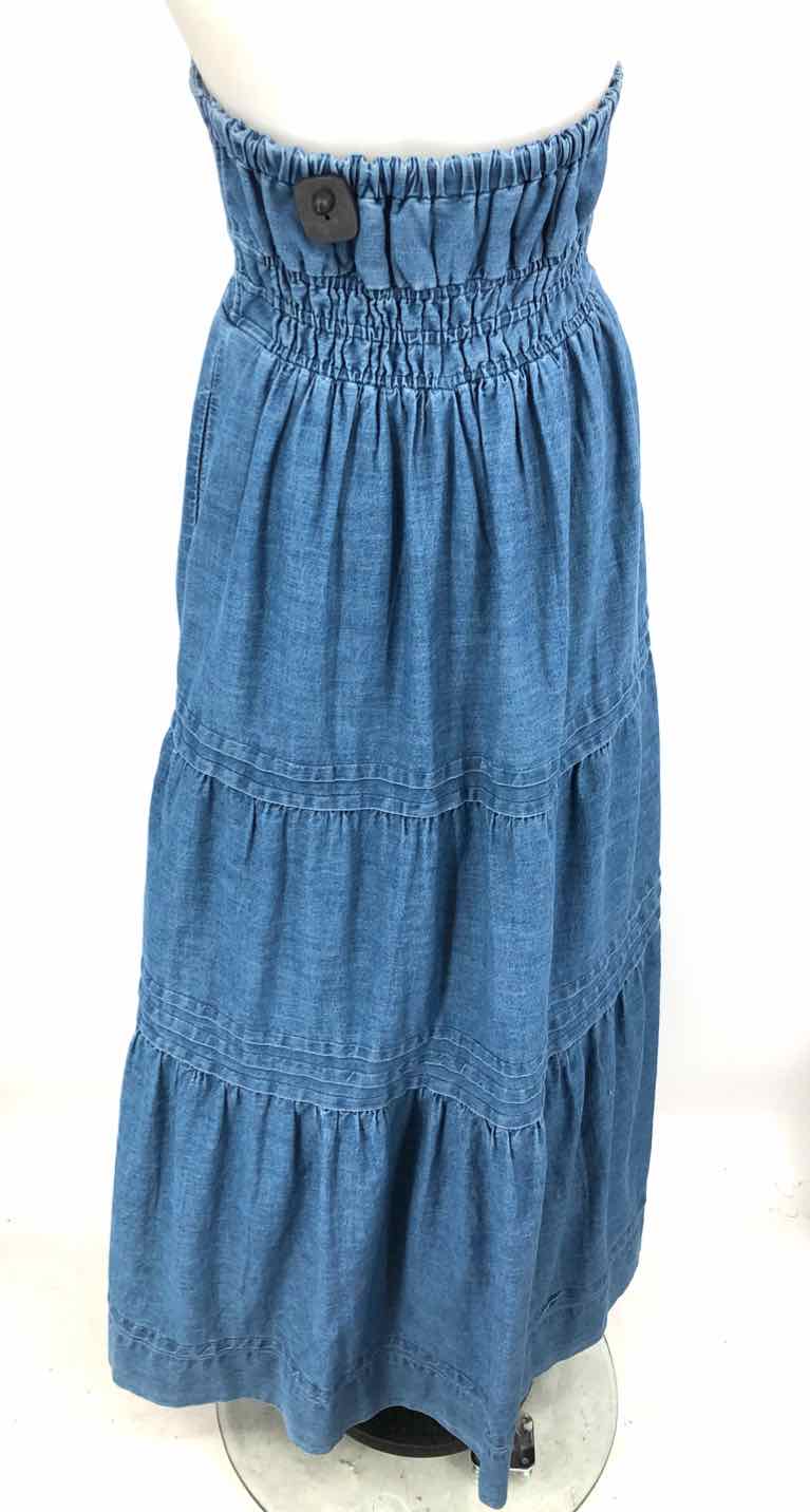 ANTHROPOLOGIE Blue Denim Strapless Maxi Size SMALL (S) Dress – ReturnStyle