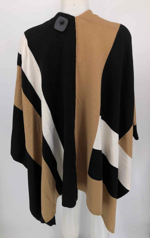 PARRISH LA Black & White Tan Knit Wrap Size One Size (M) Sweater