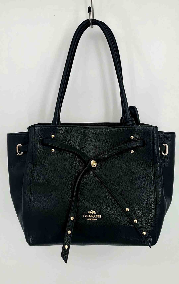 COACH Black Goldtone Pebbled Leather Pre Loved Tote Purse