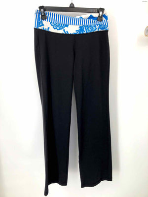 LULULEMON Black White & Blue Print Trim Wide Leg Size 8  (M) Activewear Bottoms