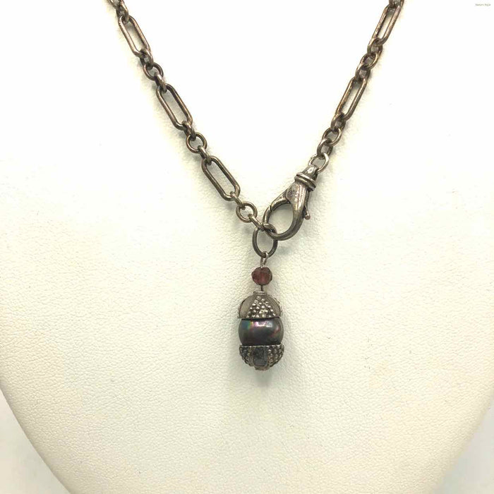 Silvertone Purple Pearl Necklace