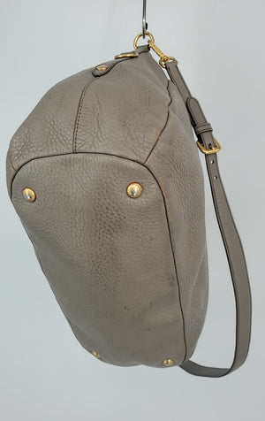 PRADA Taupe Gold Pebbled Leather Pre Loved AS IS Purse