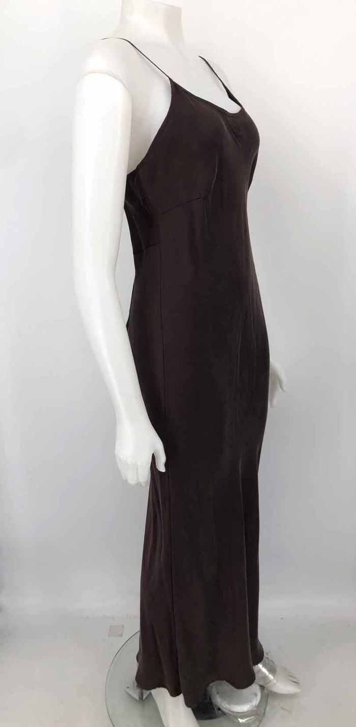 FLANNEL Brown Silk Maxi Length Size 3  (XS) Dress