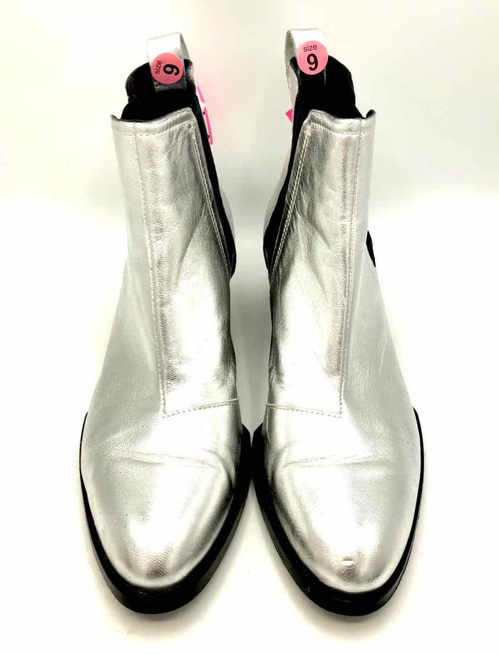 RAG & BONE Silver Leather 2" Chunky Heel Shoe Size 39.5 US: 9 Boots