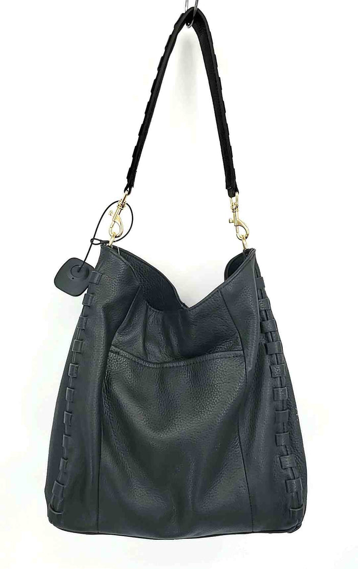 AIMEE KESTENBERG Black Gold Pebbled Leather Shoulder Bag Purse