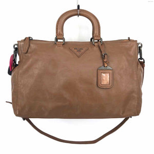 PRADA Tan Brown Gunmetal Leather Purse