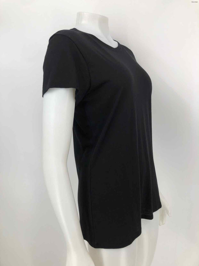 VINCE Black Cotton Blend Crew Neck Short Sleeves Size LARGE  (L) Top