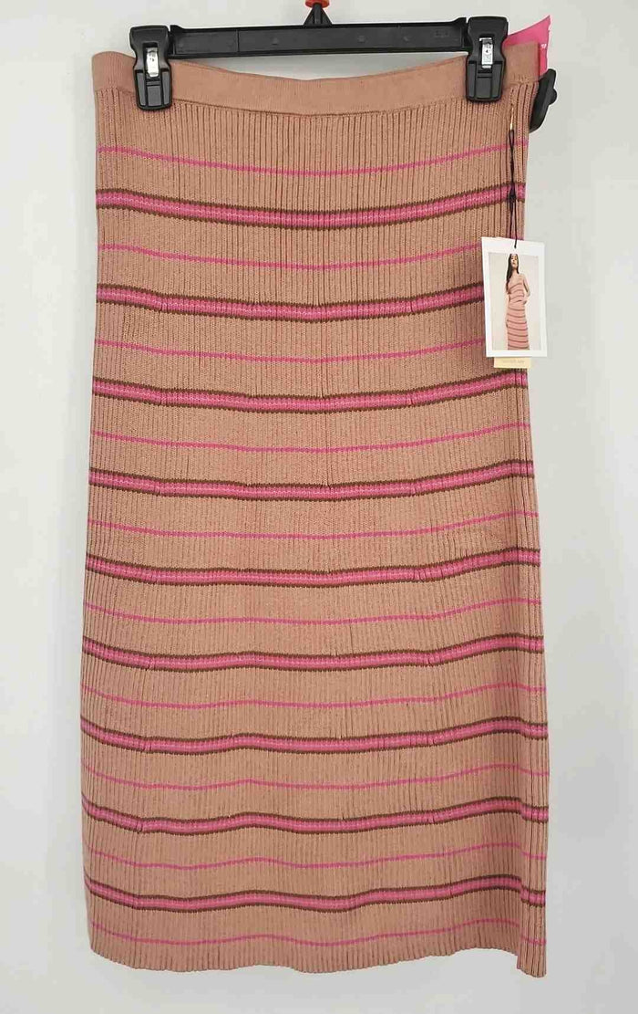 NATION LTD Tan Pink Knit Striped Midi Length Size MEDIUM (M) Skirt