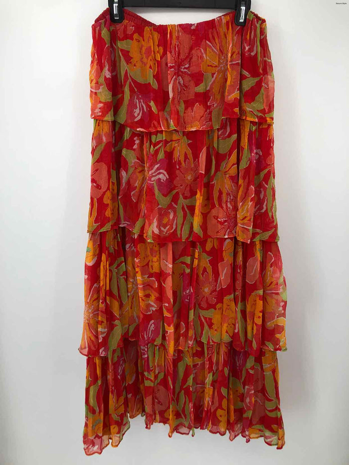 VERB PALLAVI SINGHEE Red Orange Multi Floral Maxi Length Size X-LARGE Skirt