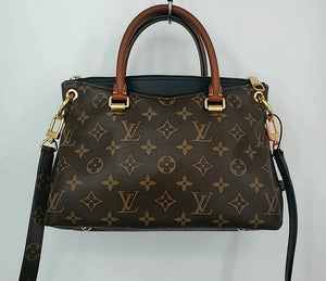 LOUIS VUITTON Brown Black Goldtone Leather Pre Loved Monogram Satchel Purse