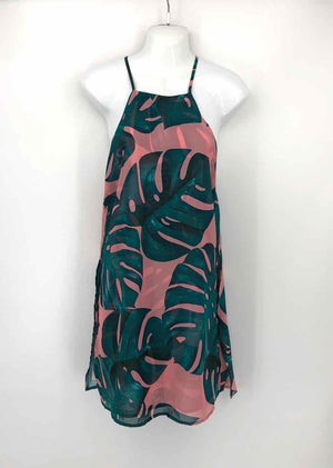 SHOW ME YOUR MUMU Teal Pink Leaf Print Sleeveless Size SMALL (S) Dress