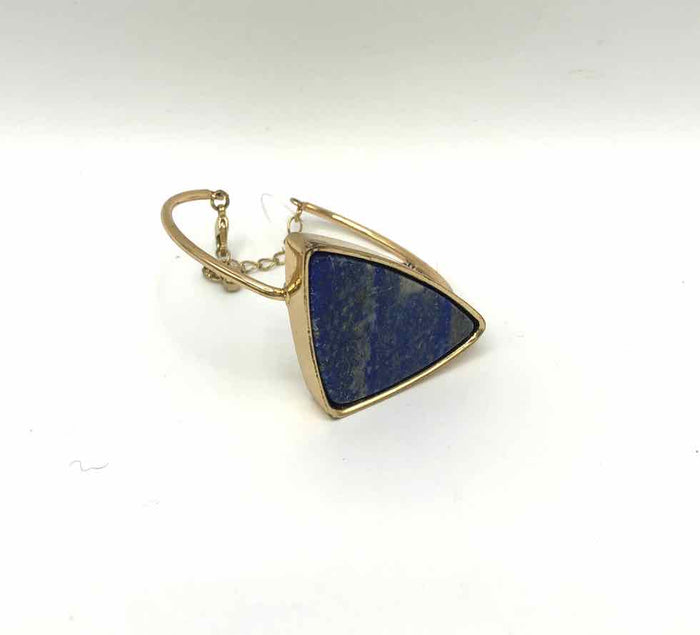 Blue Goldtone Sodalite Triangle Bangle Bracelet