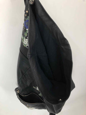 FREE PEOPLE Black Silver Multi-Color Leather Studded Floral Backpack