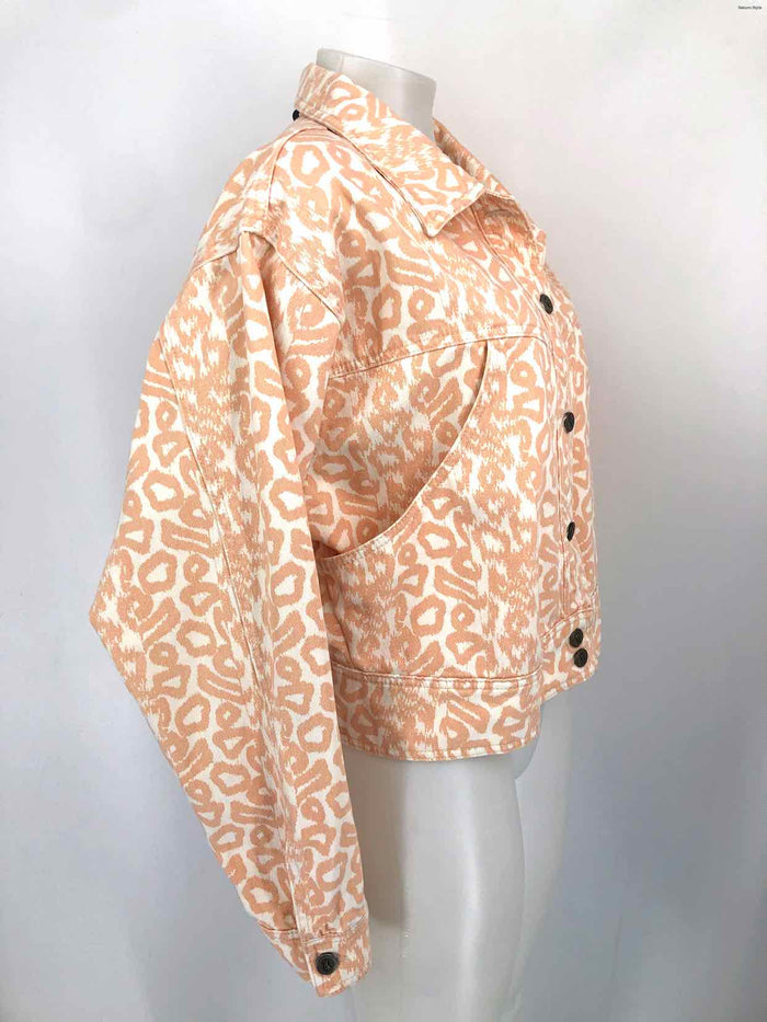 Pilcro & the Letterpress Peach White Leopard/Cheetah Jean Jacket Jacket