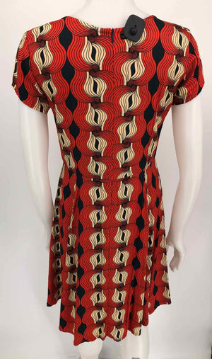 TOTEM Red Beige Multi Print Short Sleeves Size 2  (XS) Dress