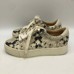 JOIE White Black Leather Platform Reptile Pattern Sneaker Shoes