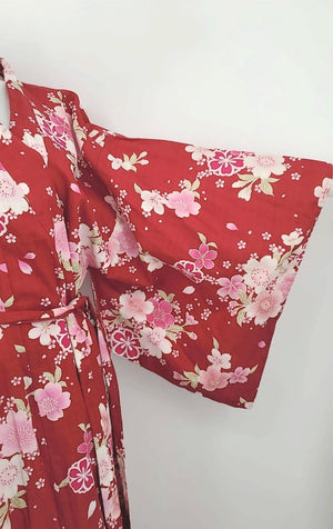 FP IN TOKYO Red Pink Multi 100% Cotton w/tie Longsleeve Top