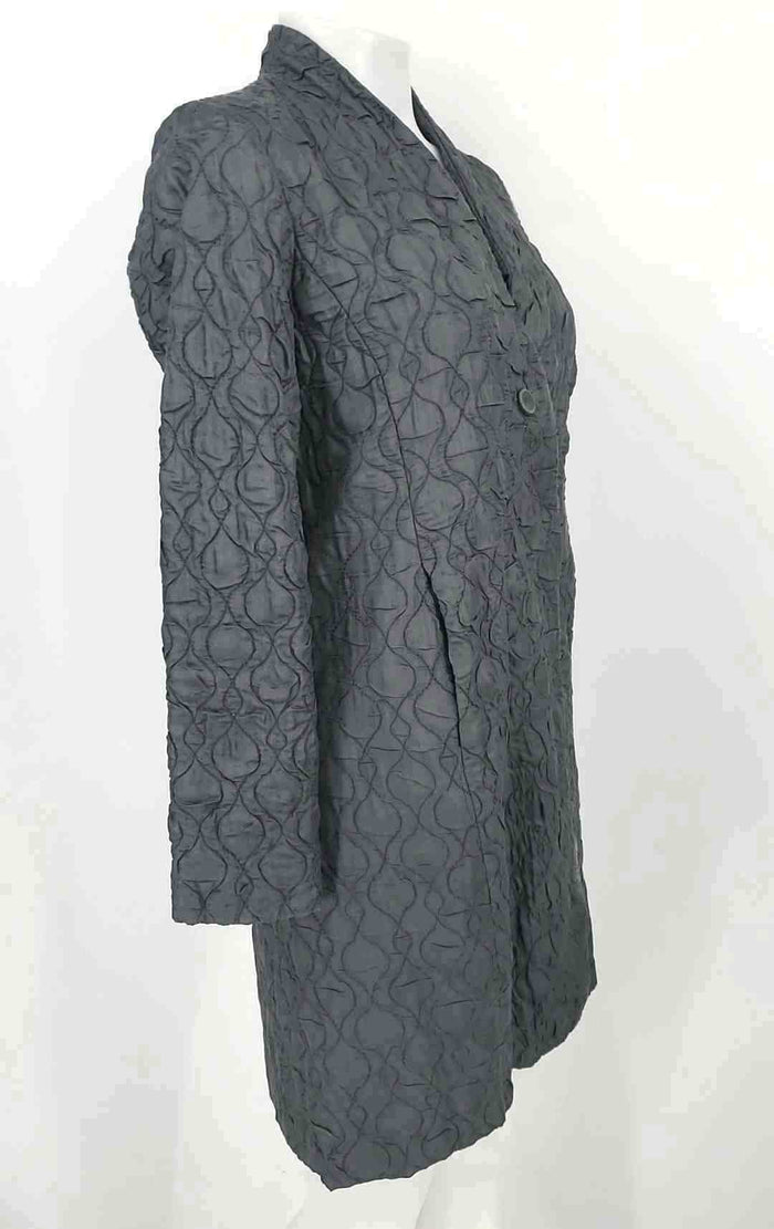 EILEEN FISHER Blue Gray Silk & Cotton Embroidered Longsleeve Jacket