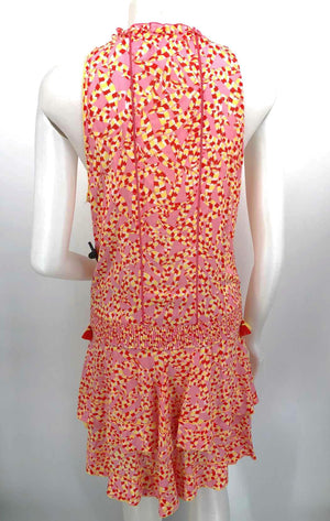 POUPETTE ST BARTH Pink Yellow Print Mini Size X-SMALL Dress