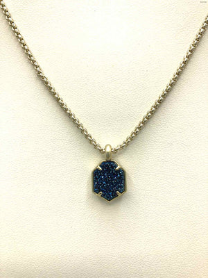 KENDRA SCOTT Goldtone Blue Druzy Pre Loved Necklace