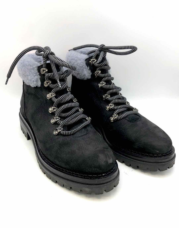 M.GEMI Black Gray Suede Leather Made in Italy Combat Boots