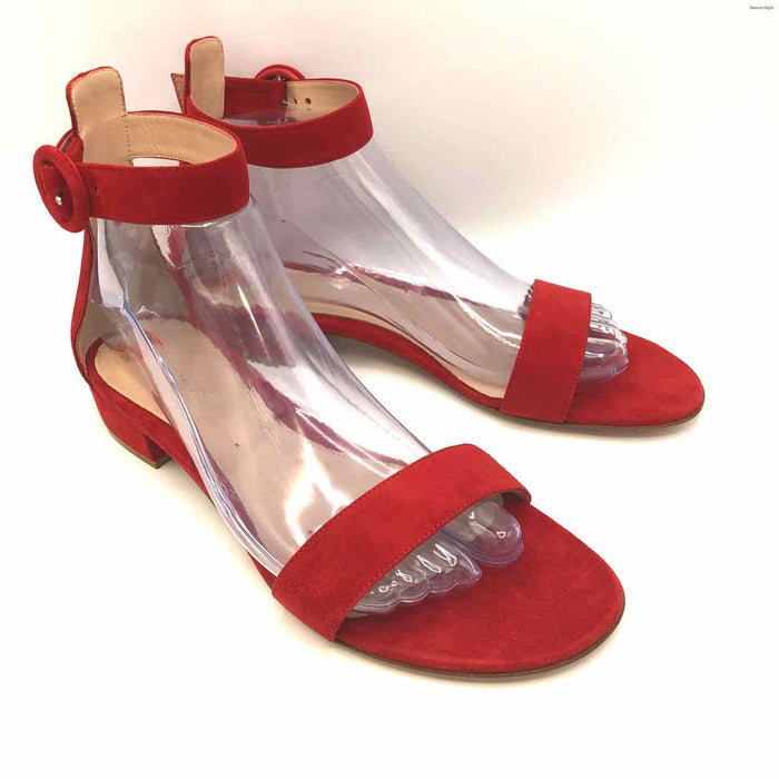 GIANVITO ROSSI Red Suede Made in Italy 2.25" Chunky Heel Shoes