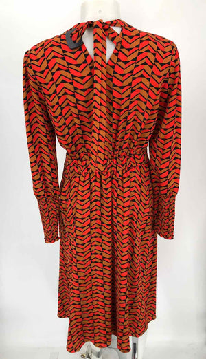 HALOGEN Red Tan Multicolor Ribbed Midi Length Size SMALL (S) Dress