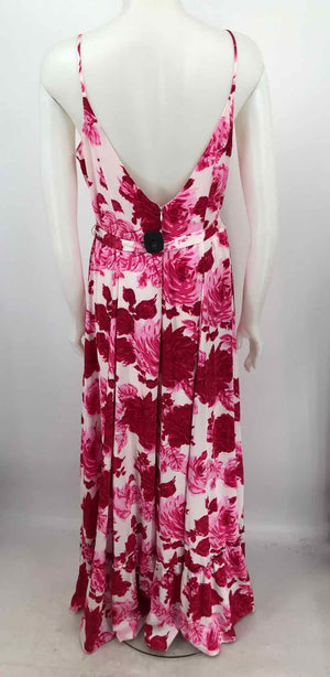 BETSEY JOHNSON Pink White Floral Print Maxi Length Size 12  (L) Dress