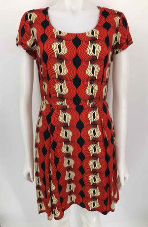 TOTEM Red Beige Multi Print Short Sleeves Size 2  (XS) Dress