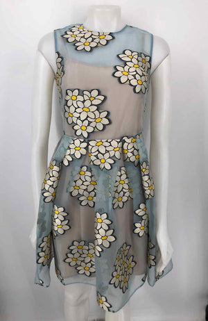 RED VALENTINO Lt Blue White Floral Sleeveless Size X-SMALL Dress