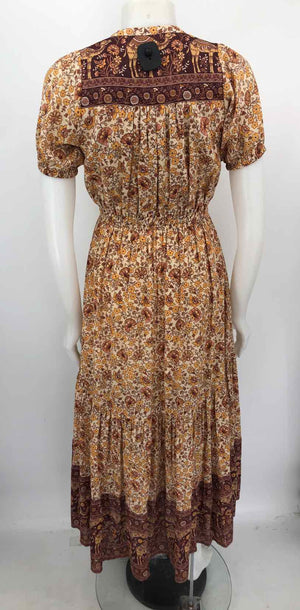 SPELL & THE GYPSY Yellow Burgundy Floral Print Maxi Length Size XXS  (XS) Dress