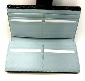 COACH Black Lt Blue Fold Over Wallet