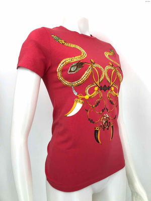 ROBERTO CAVALLI Coral Gold Italian Made Snake Pattern Size SMALL (S) Top