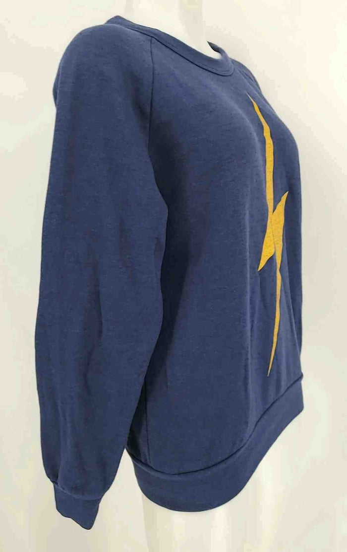AVIATOR NATION Blue Yellow Cotton Lightning Bolt Longsleeve Sweater