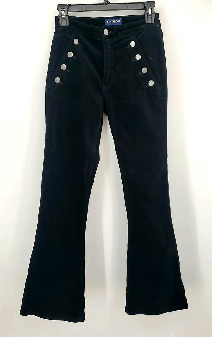 RAMY BROOK Black Velvet High Rise Wide Leg Size SMALL (S) Pants
