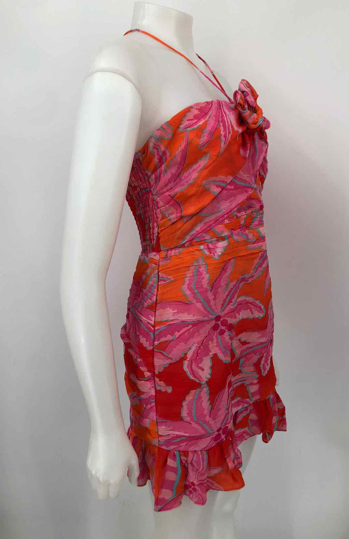 FARM RIO Pink Red Floral Print Halter Size MEDIUM (M) Dress