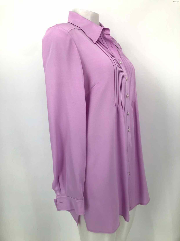 ST. JOHN Lilac Silk Button Up Longsleeve Size 8  (M) Top