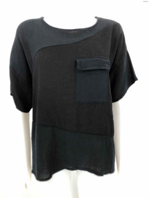 MADE IN ITALY Black Linen Short Sleeves Size MEDIUM (M) Top